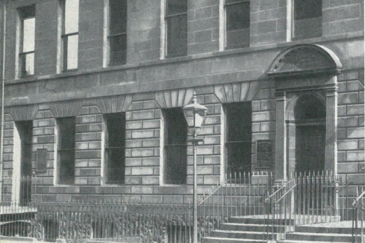 An old black and white picture of the front of the Deaf Action building in Edinburgh